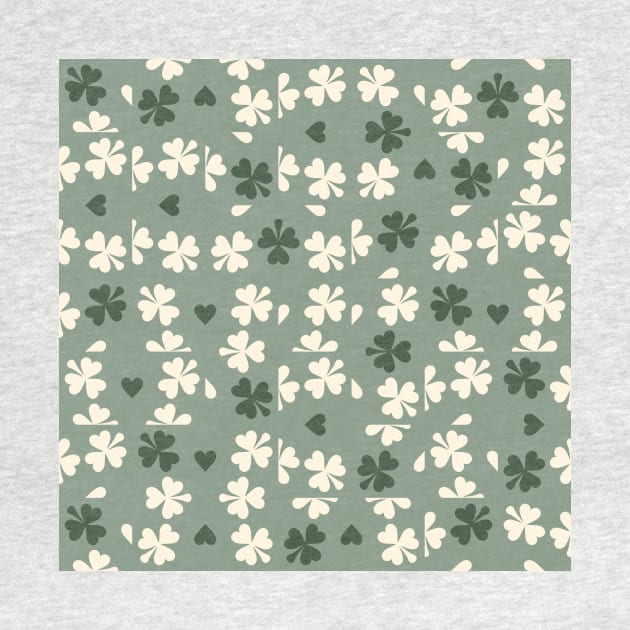 Sage Green Clover Checkers by Carolina Díaz